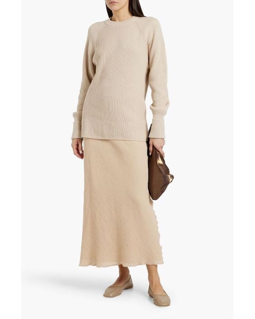By Malene Birger Natural Biancos Crinkled Ramie And Cotton-Blend Gauze Maxi Skirt