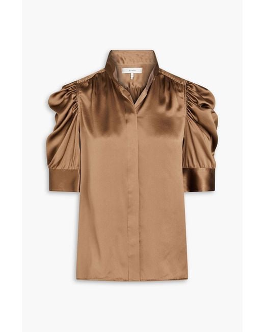 FRAME Brown Gillian Silk-satin Shirt