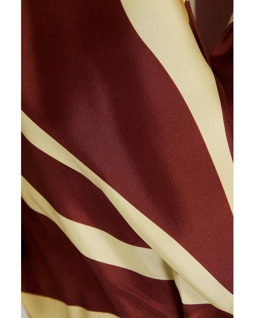 Sandro Brown Cropped Printed Silk-Till Wrap Blouse