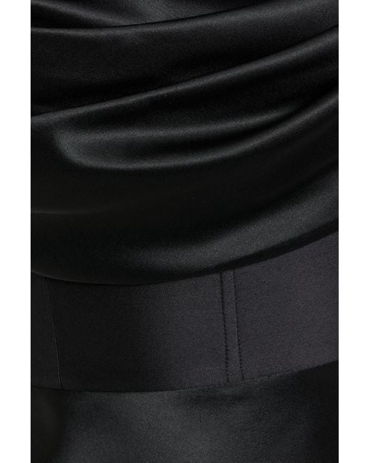 Rachel Gilbert Black Sawyer Draped Satin Gown