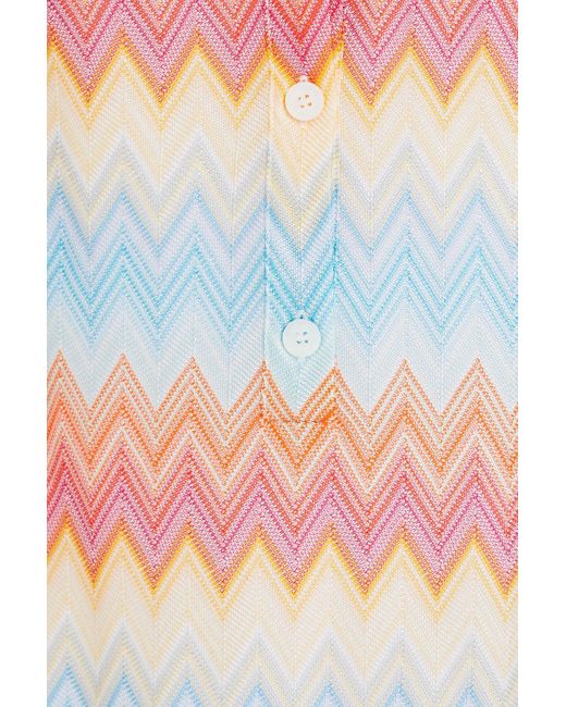 Missoni Multicolor Crochet-Knit Mini Shirt Dress