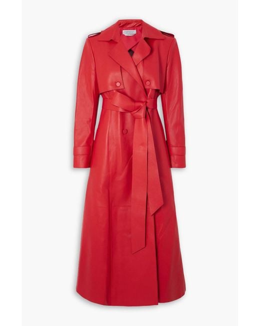 Gabriela Hearst Red Fontana Double-Breasted Leather Trench Coat