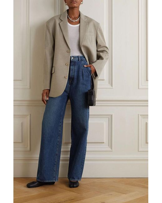 Loulou de Saison Blue Attu Pleated High-rise Wide-leg Jeans