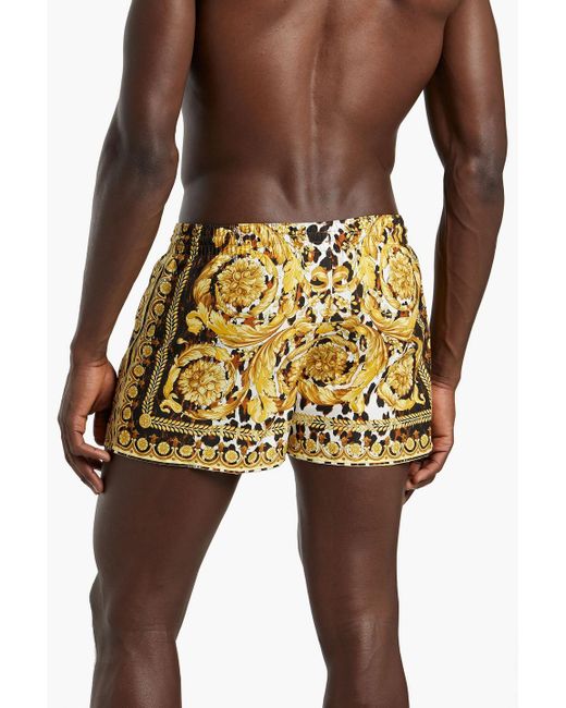 Versace Metallic Short-length Printed Swim Shorts for men