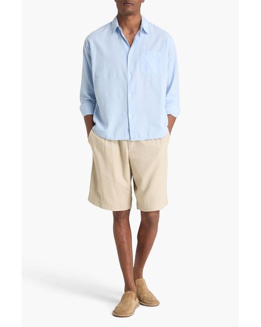 FRAME Blue Cotton And Linen-blend Chambray Shirt for men