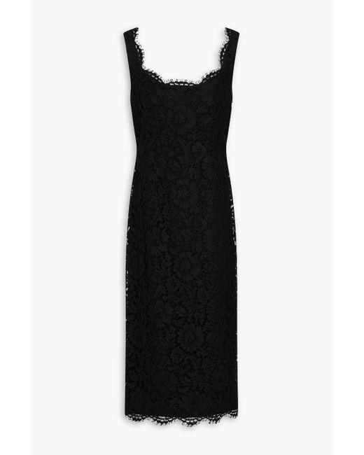 Valentino Garavani Black Corded Lace Midi Dress