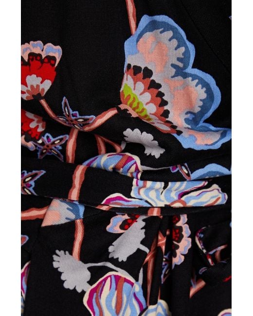 Diane von Furstenberg White Maxi-wickelkleid aus seiden-jersey mit floralem print