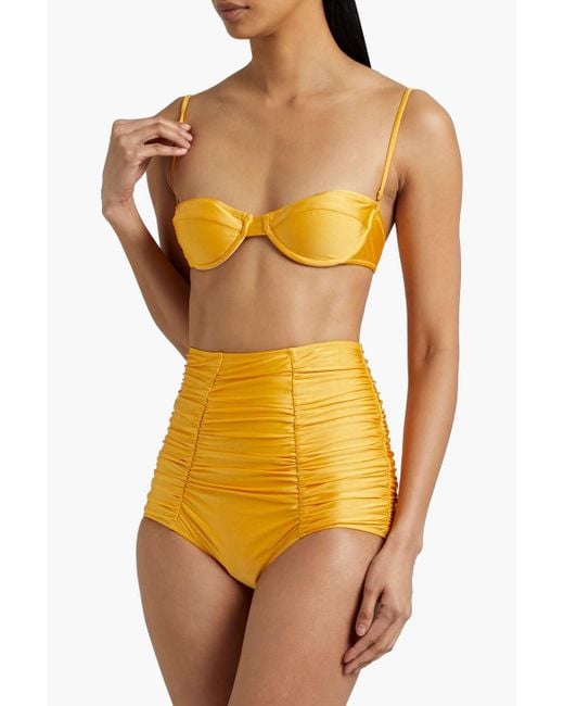 Dodo Bar Or Yellow Emma Ruched High-Rise Bikini Briefs