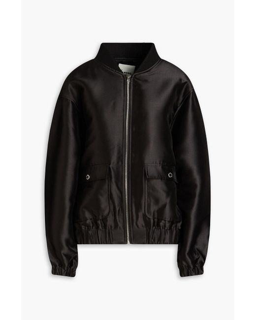 Sandro Black Satin-twill Bomber Jacket