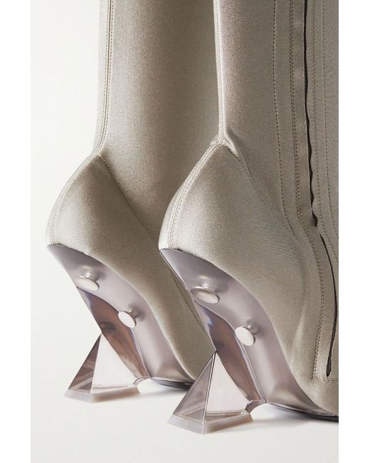 The Attico White Cheope Stretch-satin Over-the-knee Boots