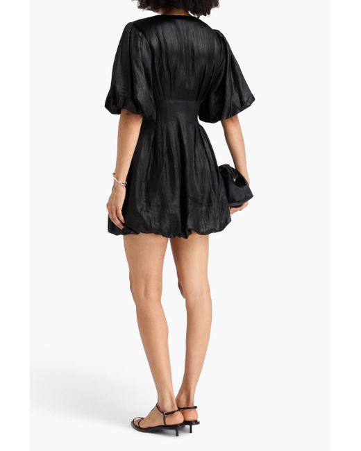 Jonathan Simkhai Black Pleated Crepe-Satin Mini Dress