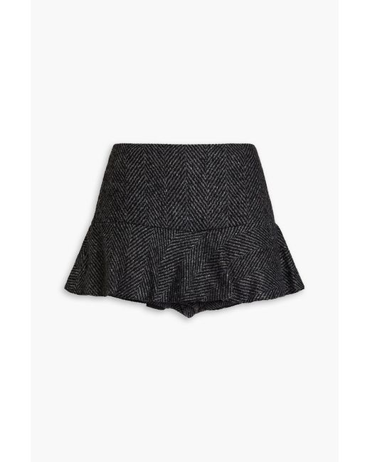 RED Valentino Black Skirt-effect Herringbone Bouclé-tweed Shorts