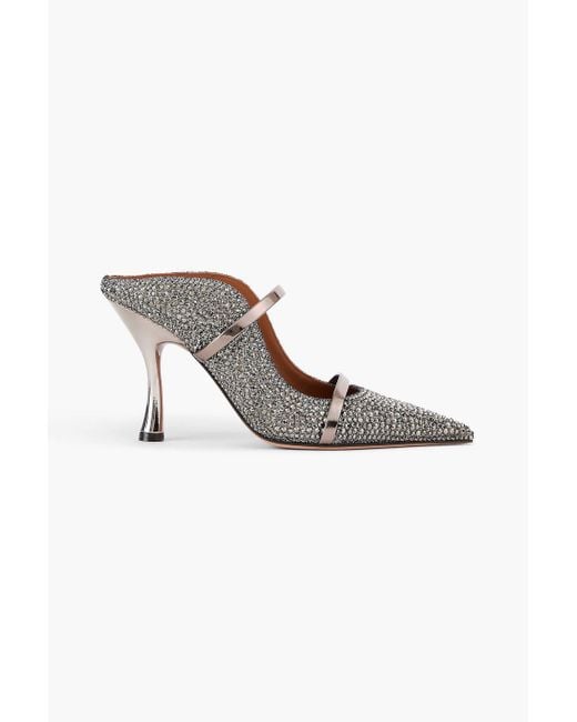 Malone Souliers Metallic Mamie 90 Crystal-embellished Suede Mules