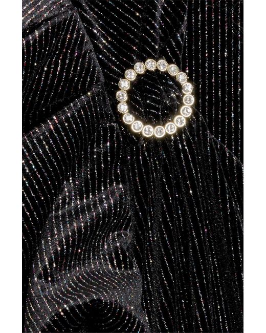 Rebecca Vallance Black Moon River Embellished Glittered Stretch-velvet Mini Dress