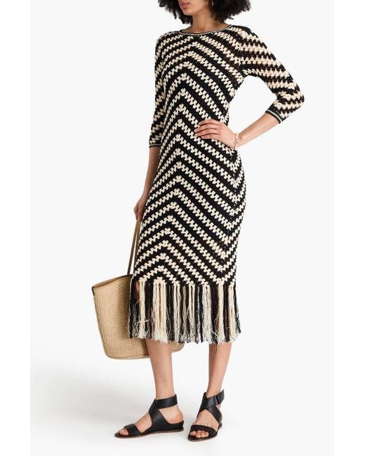 Zimmermann White Fringed Crocheted Cotton Midi Dress