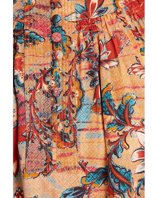 Ulla Johnson Red Dina Floral-print Silk Crepe De Chine Top