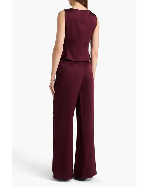 Theory Red Satin Wide-Leg Pants