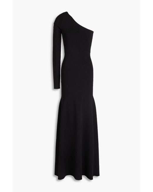 Victoria Beckham Black One-sleeve Stretch-knit Maxi Dress