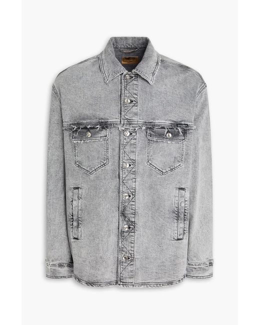 Dolce & Gabbana Overshirt aus ausgewaschenem denim in distressed-optik in Gray für Herren