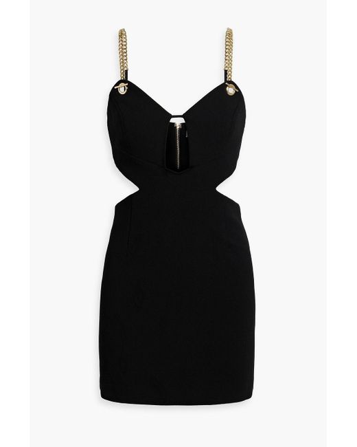Rebecca Vallance Black Dulce Amor Chain-embellished Cutout Crepe Mini Dress