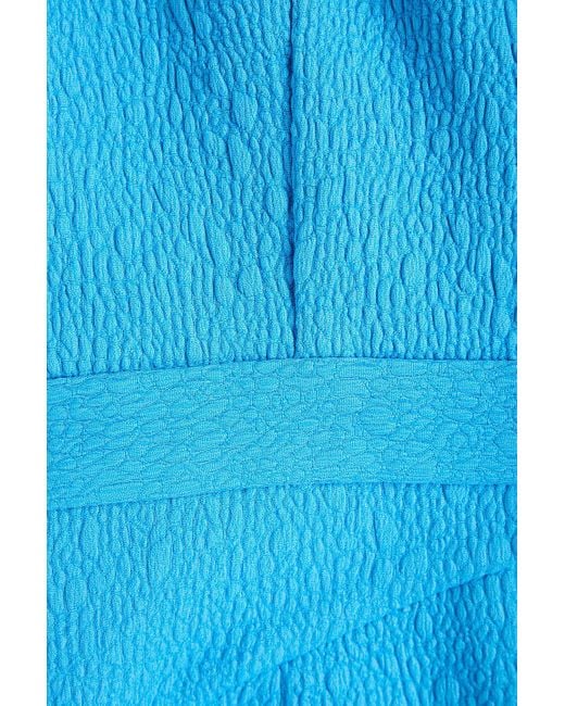 Rebecca Vallance Blue Bow-detailed Cloqué Midi Dress