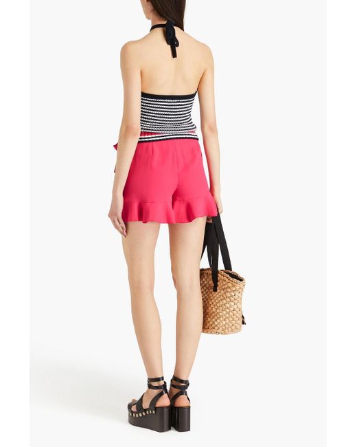 RED Valentino Pink Wrap-effect Stretch-crepe Shorts