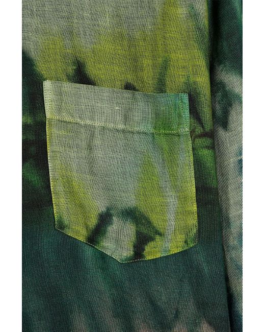 120% Lino Green Printed Linen Shirt for men