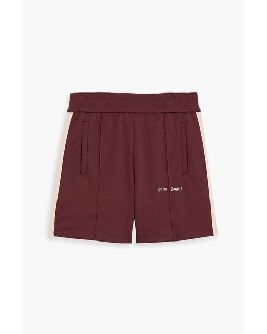 Palm Angels Red Striped Jersey Drawstring Shorts for men