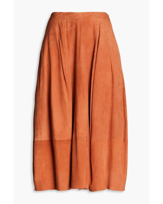 Gentry Portofino Orange Suede Midi Skirt