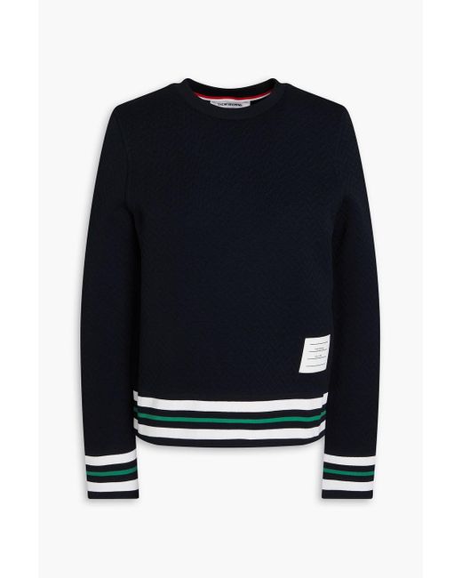 Thom Browne Blue Striped Jacquard-knit Cotton-blend Sweater