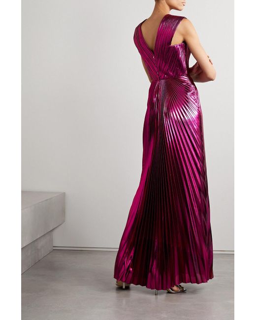 SemSem Purple Pleated Metallic Lamé Gown