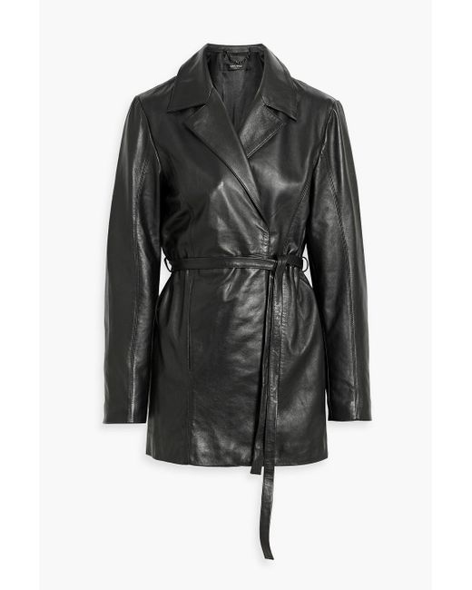 Muubaa Black Belted Leather Jacket
