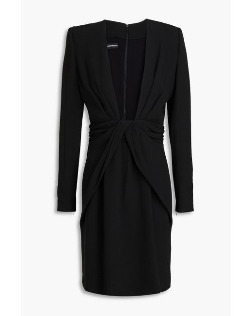 Emporio Armani Black Plissiertes minikleid aus crêpe mit twist-detail an der vorderseite