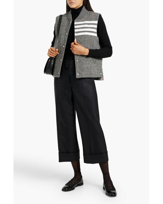 Thom Browne Gray Striped Merino Wool And Mohair-Blend Tweed Down Vest