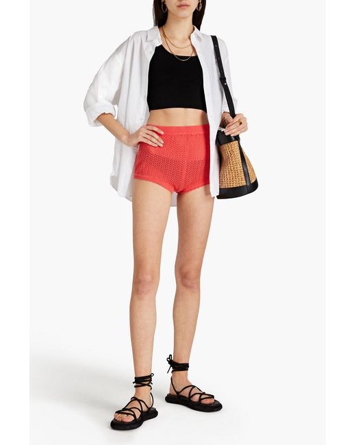 Antik Batik Red shaggy Pointelle-knit Shorts