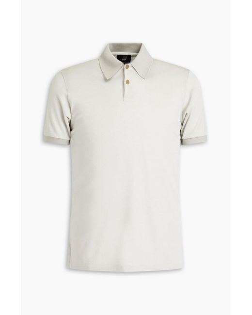 Dunhill White Mulberry Silk-piqué Polo Shirt for men