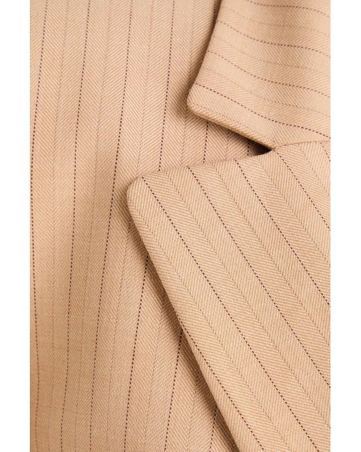 Maje Natural Double-breasted Pinstriped Wool-blend Twill Blazer