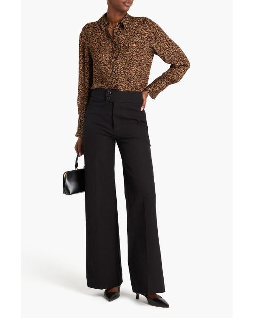 FRAME Brown The Standard Leopard-print Silk Crepe De Chine Shirt