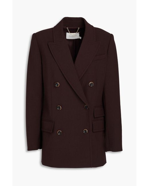 Zimmermann Brown Double-breasted Crepe Blazer