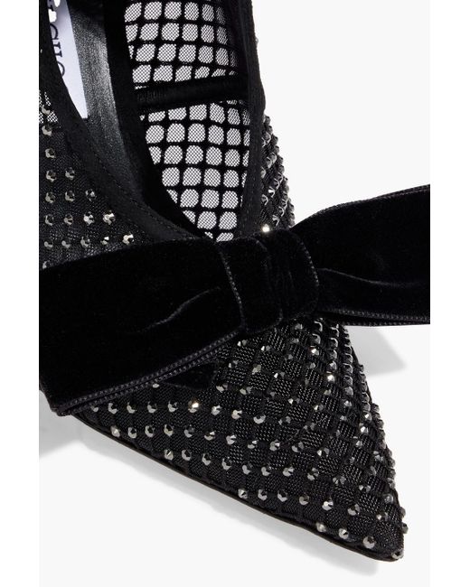 Jimmy Choo Black Flaca 100 Crystal-embellished Mesh Pumps