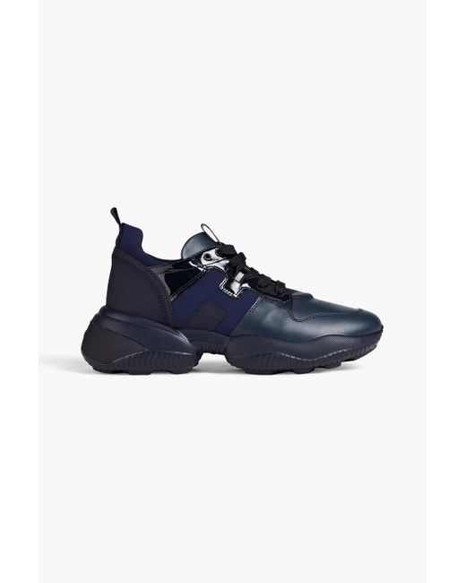 Hogan Blue Neoprene And Leather Sneakers