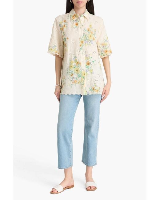ALÉMAIS Natural Juliette Floral-print Broderie Anglaise Linen Shirt