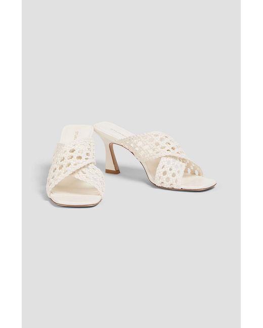 Stuart Weitzman White Thea Woven Leather Mules