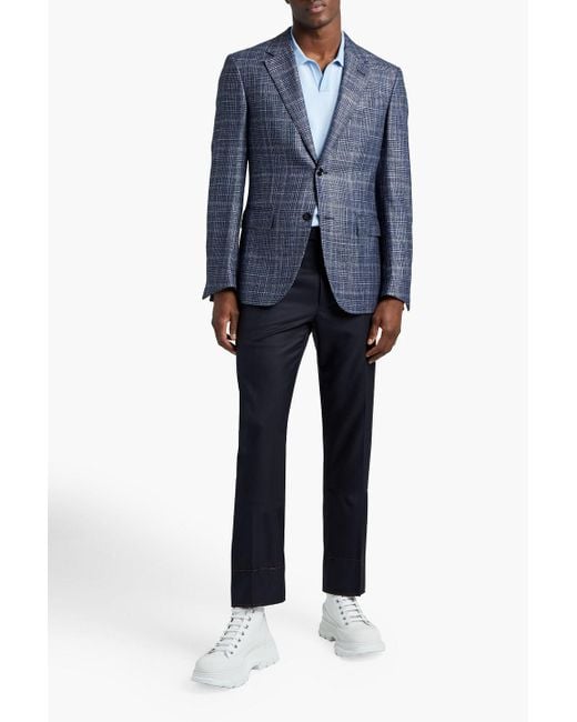 Zegna Blue Wool And Silk-Blend Pants for men