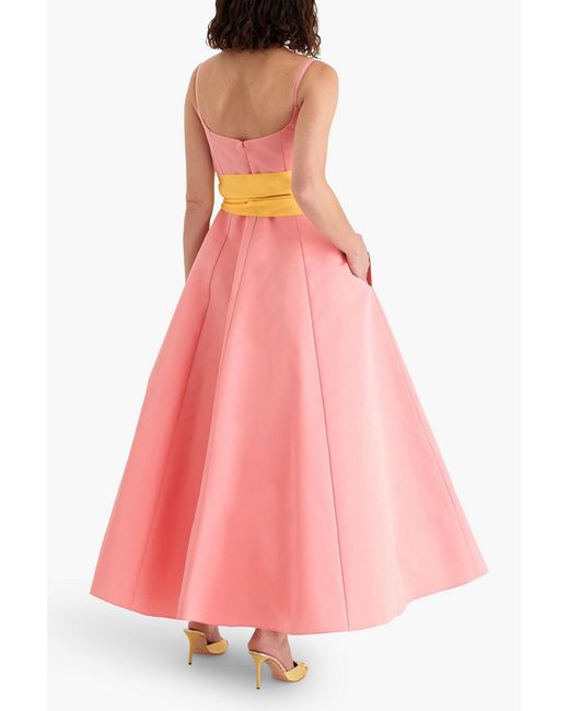 Carolina Herrera Pink Belted Silk-Faille Gown