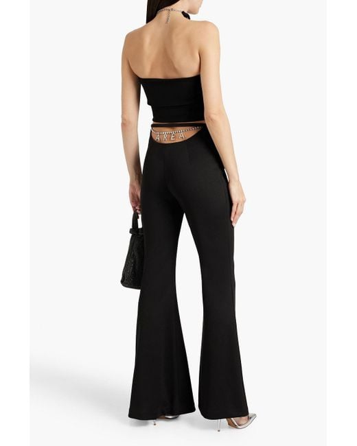 Area Black Cutout Crystal-embellished Jersey Flared Pants