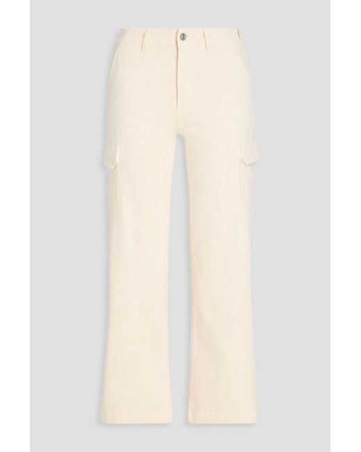 PAIGE Natural Carly Cropped High-Rise Cargo Jeans
