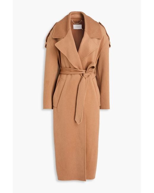 Zimmermann Brown Belted Brushed Wool-Blend Felt Coat