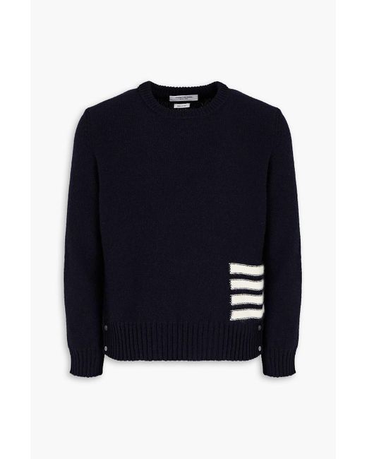 Thom Browne Blue Striped Wool And Mohair-blend Sweater for men