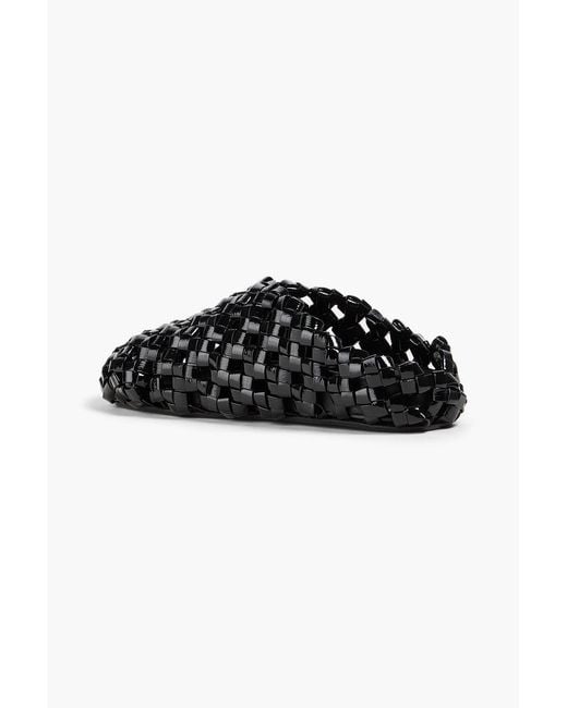 A.W.A.K.E. MODE Black Woven Patent-Leather Clogs